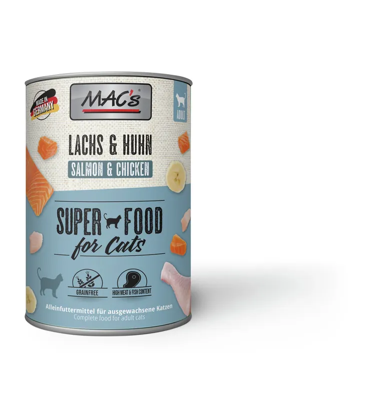Sparpaket 24 x 400 g Mac's Lachs & Hühnchen Adult Katzen Nassfutter Mega-Angebot