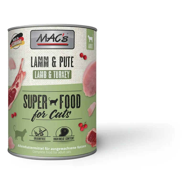 Sparpaket 6 x 800 g Mac's Lamm & Pute Adult Katzen Nassfutter Nur Für Kurze Zeit