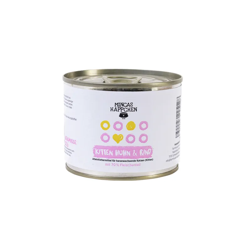 Sparpaket 24 x 200 g Mincas Häppchen Kitten Huhn & Rind Katzen Nassfutter Sale