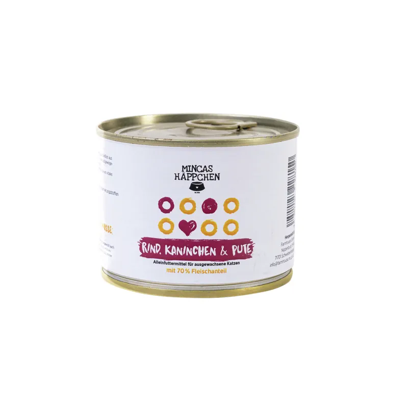 Begrenztes Angebot Sparpaket 24 x 200 g Mincas Häppchen Rind, Kaninchen & Pute Katzen Nassfutter