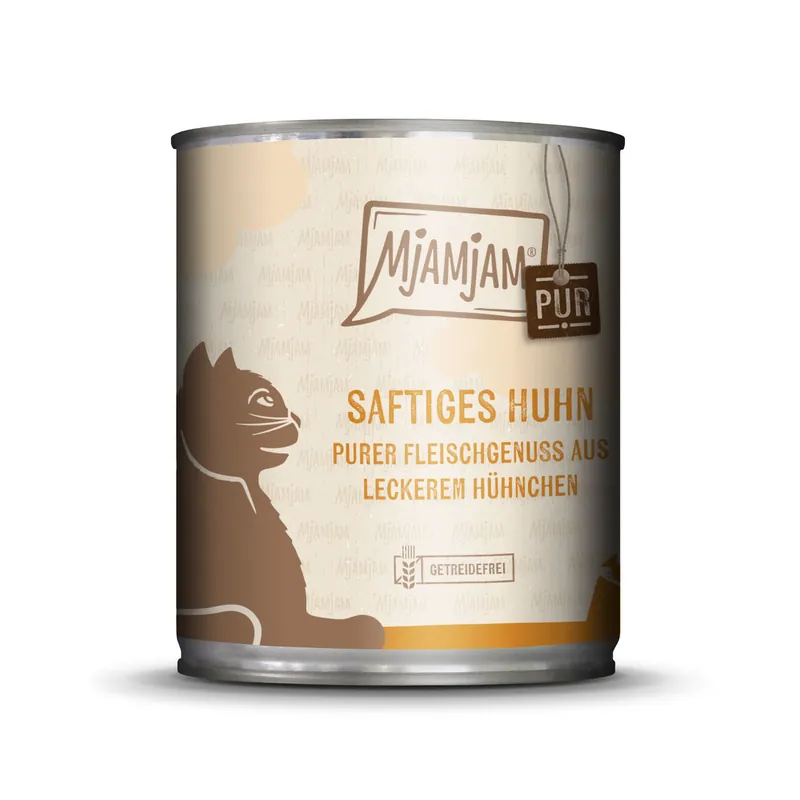 Sparpaket 24 x 800 g Mjamjam Saftiges Huhn purer Fleischgenuss aus frischem Hühnchen Katzen Nassfutter Sofort Bestellen
