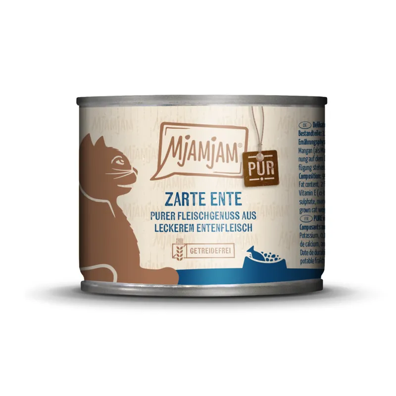 Sparpaket 6 x 200 g Mjamjam Zarte Ente purer Fleischgenuss aus leckerem Entenfleisch Katzen Nassfutter Angebot