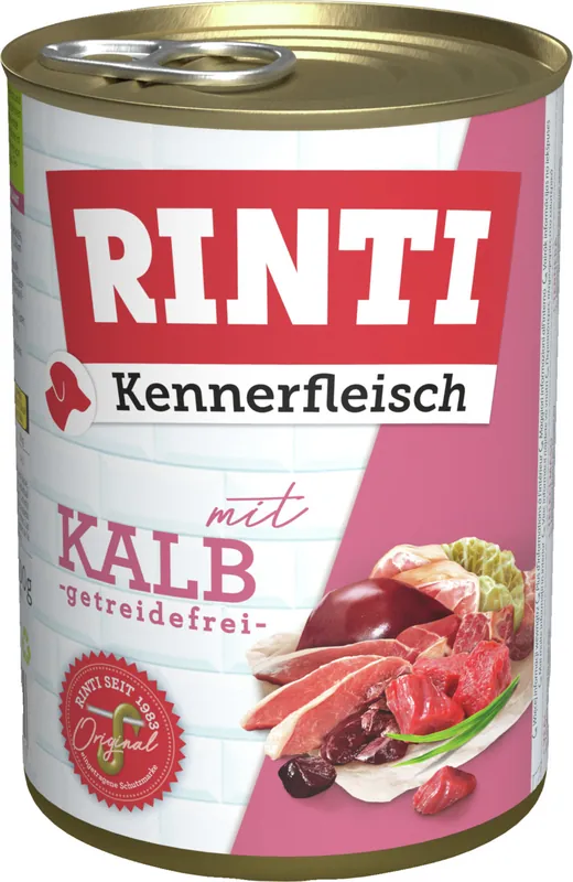 Sparpaket 6 x 400 g Rinti Kennerfleisch mit Kalb Hunde Nassfutter Direkt Vom Hersteller