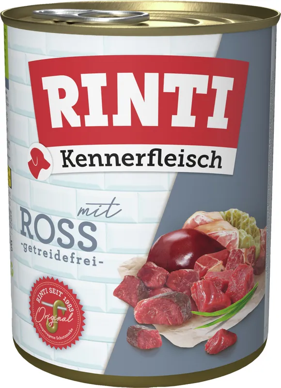 Beliebt Sparpaket 24 x 800 g Rinti Kennerfleisch mit Ross Hunde Nassfutter