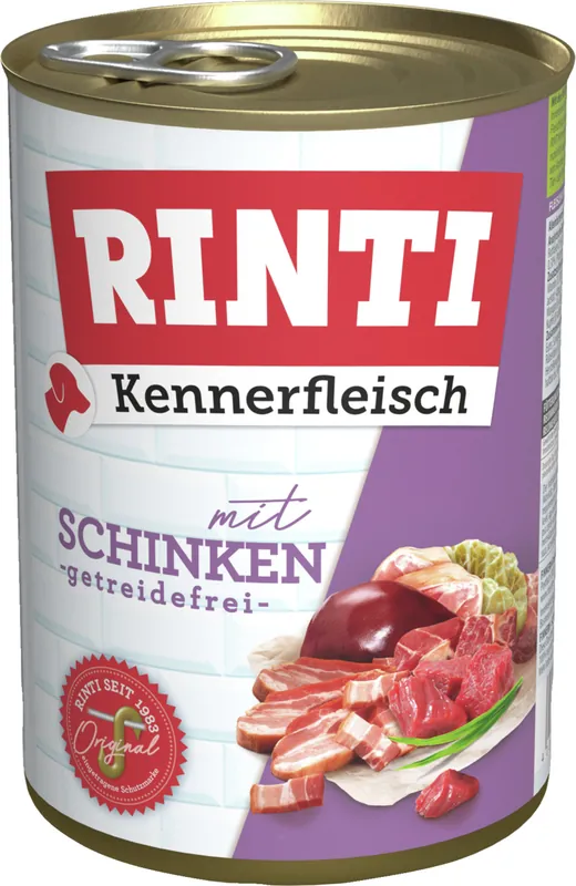 Sparpaket 6 x 400 g Rinti Kennerfleisch mit Schinken Hunde Nassfutter Sonderangebot
