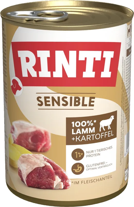 Sparpaket 6 x 400 g Rinti Sensible Lamm & Kartoffel Hunde Nassfutter Top-Seller