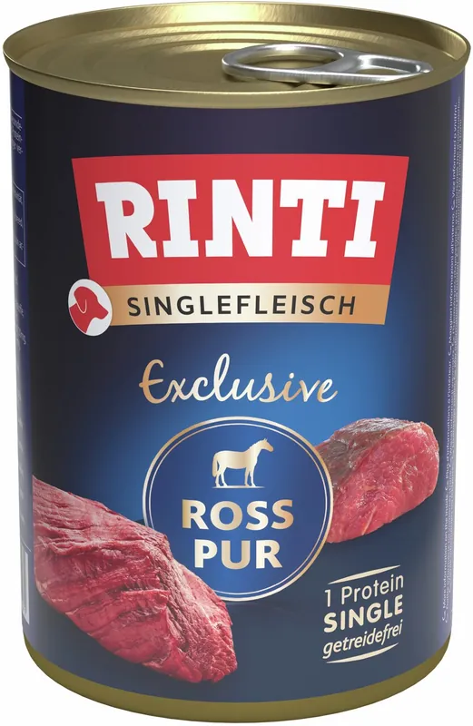 Sparpaket 24 x 400 g Rinti Singlefleisch Exclusive Ross Pur Hunde Nassfutter Saisonangebot