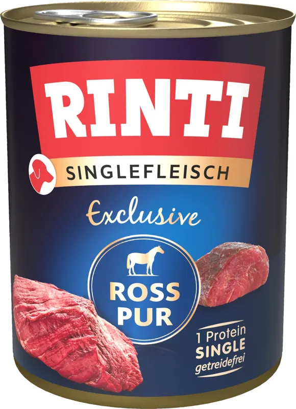 Jetzt Kaufen Sparpaket 6 x 800 g Rinti Singlefleisch Exclusive Ross Pur Hunde Nassfutter