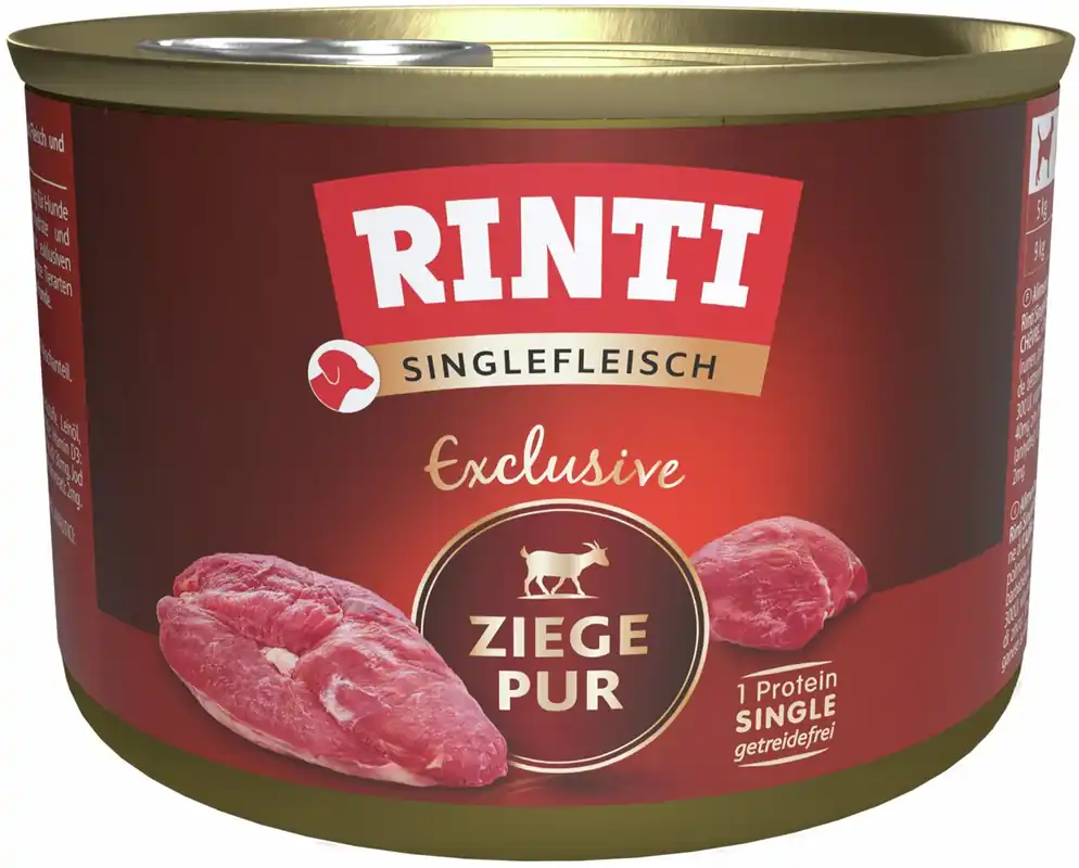 Sichere Zahlung Sparpaket 24 x 185 g Rinti Singlefleisch Exclusive Ziege Pur Hunde Nassfutter