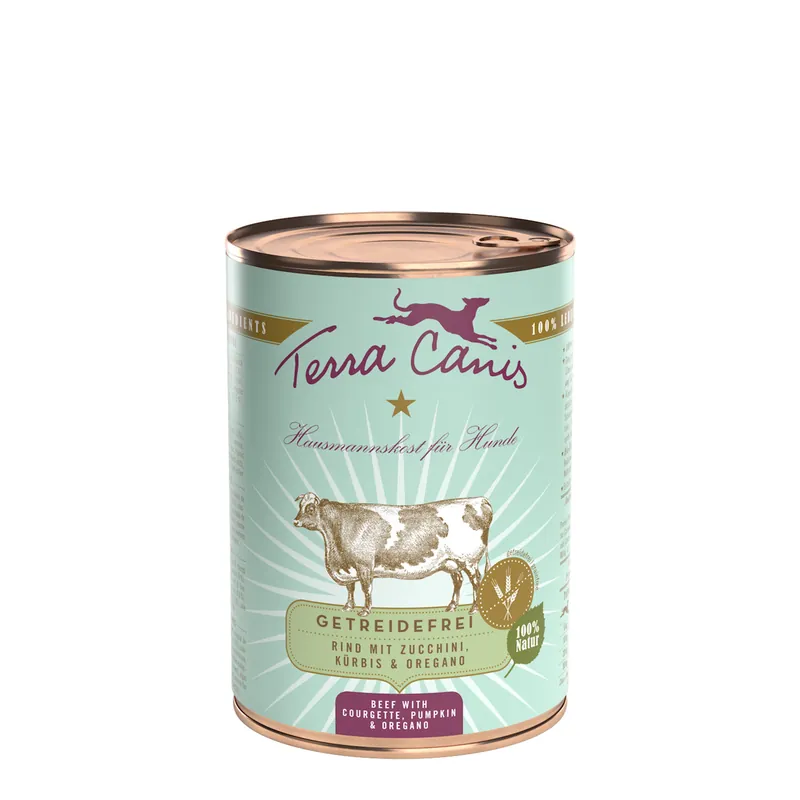 Sparpaket 6 x 400 g Terra Canis Getreidefrei Rind mit Zucchini, Kürbis und Oregano Hunde Nassfutter Mega-Angebot