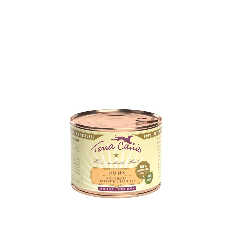 Neuheit Sparpaket 6 x 200 g Terra Canis Huhn mit Tomaten, Amaranth und Basilikum Hunde Nassfutter