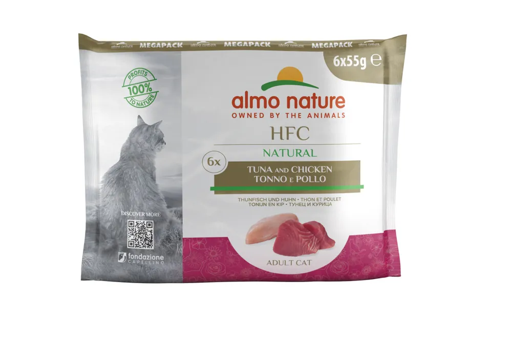 Top-Angebot Sparpaket 8 x 6 x 55 g Almo Nature HFC Natural Thunfisch und Huhn Multipack Katzen Nassfutter