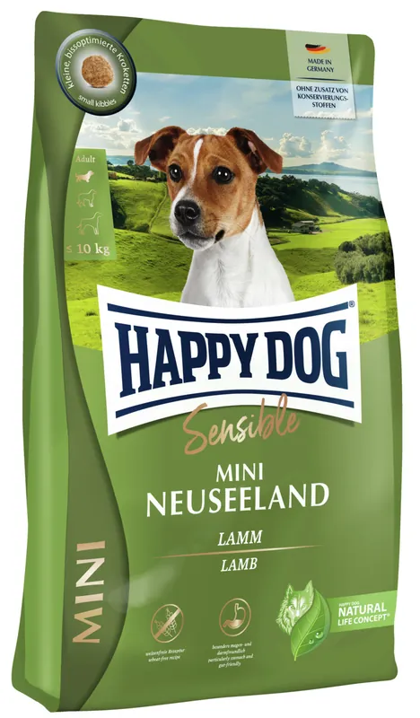 Expressversand HAPPY DOG Mini Neuseeland Lamm 800 Gramm Hundetrockenfutter