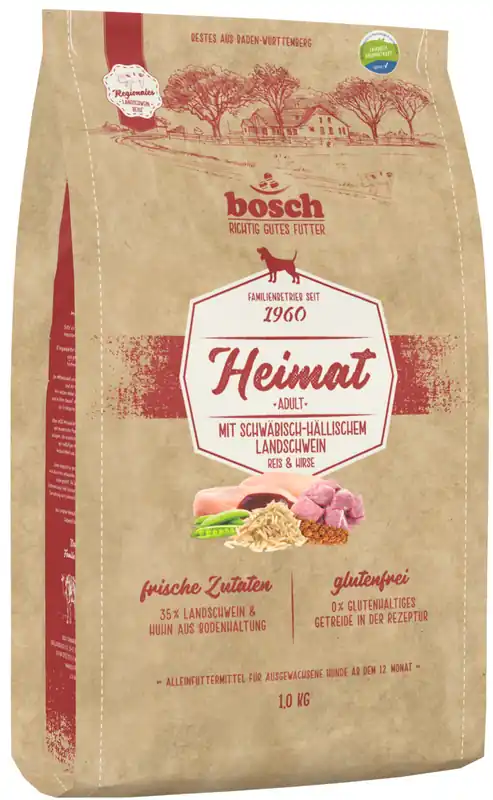 bosch Heimat Adult Schwäbisch-Hällisches Landschwein 1 Kilogramm Hundetrockenfutter Wochenendangebot