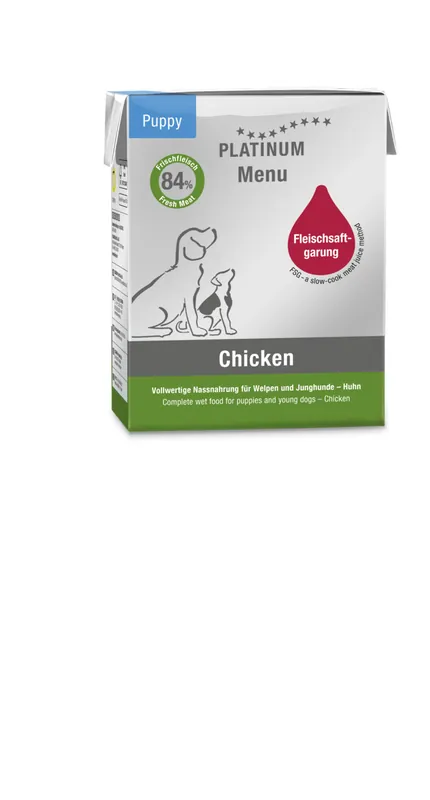 Rabatt Sparpaket 6 x 375 g Platinum Menü Puppy Chicken Hunde Nassfutter