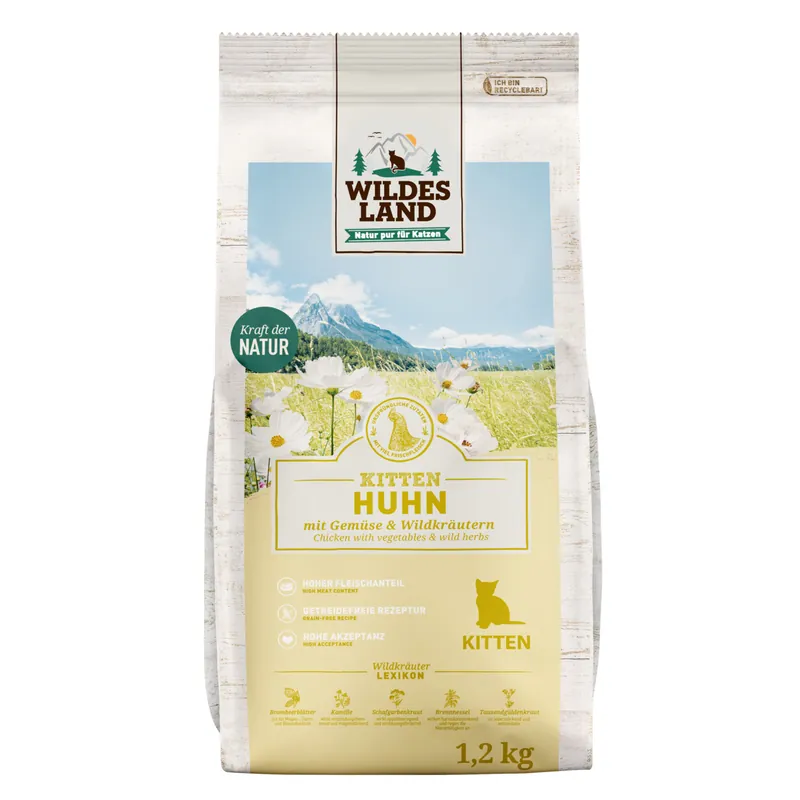 Neu WILDES LAND Kitten Huhn 1,2 kg
