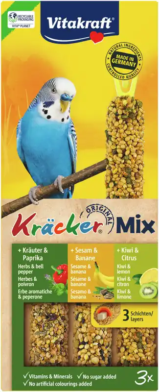 Sonderangebot Vitakraft Kräcker®Mix Banane Kräuter Kiwi Sittiche 3 Stück