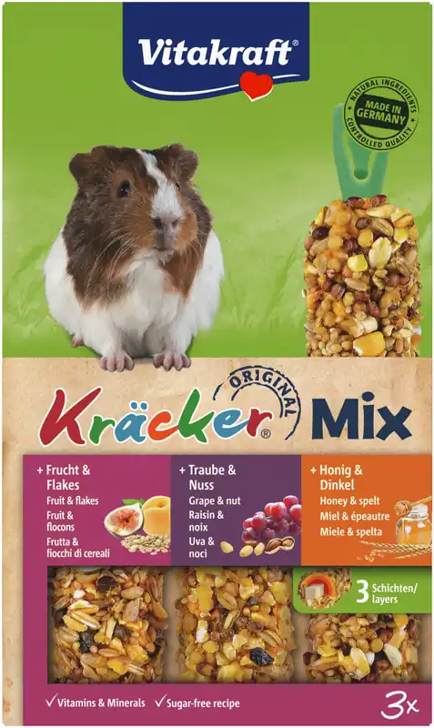 Vitakraft Kräcker®Trio Honig Nuss Frucht Meerschweinchen 3 Stück Sonderaktion