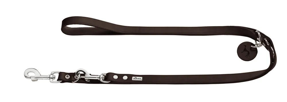 Letzte Chance HUNTER Verstellbare Führleine Leder dunkelbraun 16/200