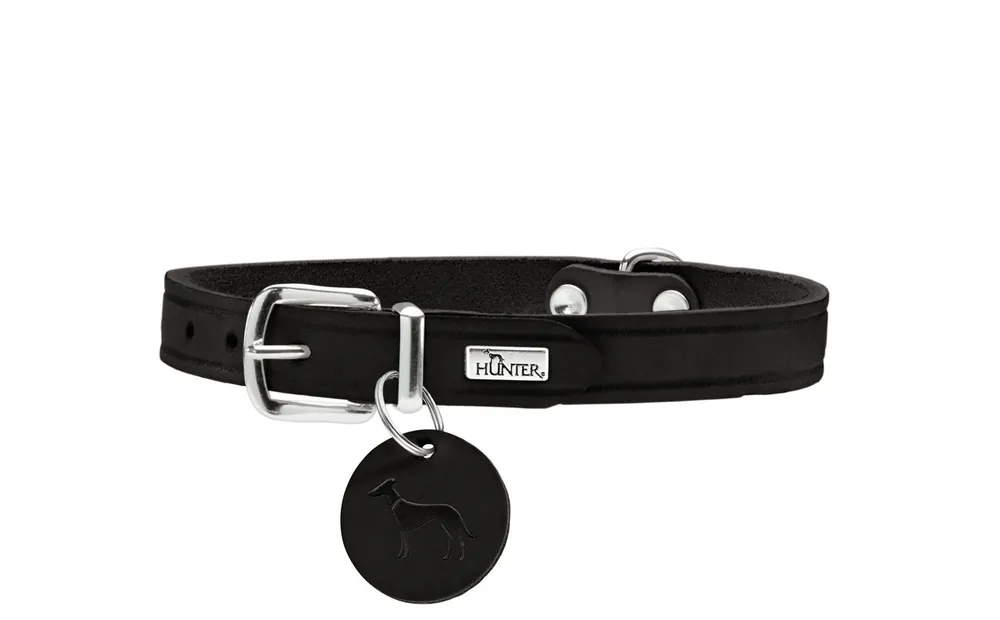 Preis Gesenkt HUNTER Halsband Aalborg S-M 47 Leder schwarz