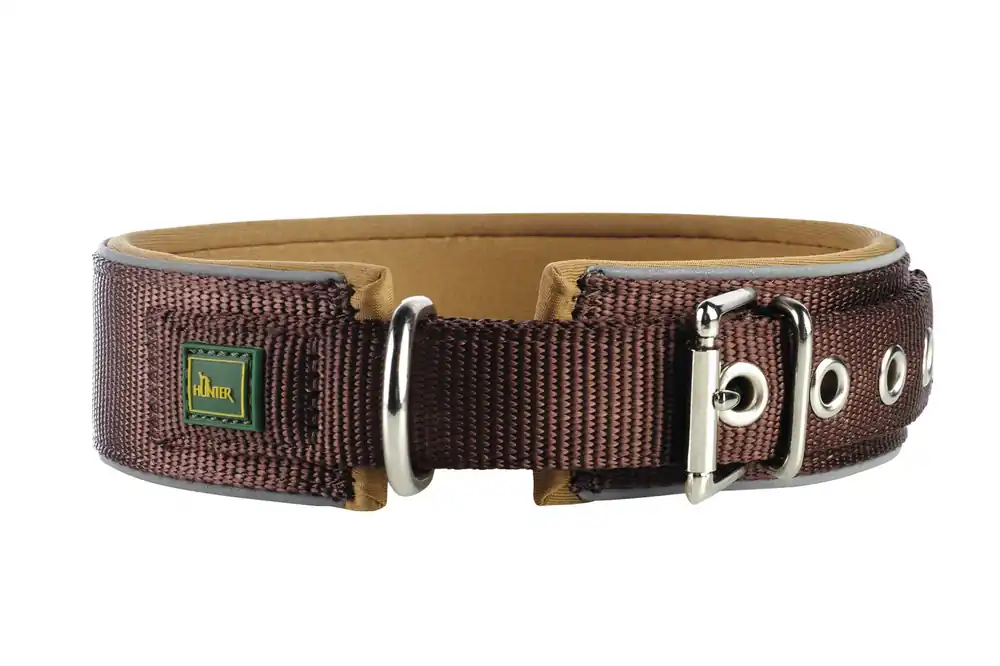 Preisknaller HUNTER Halsband Neopren Reflect 4,5 cm 54-61 braun/caramel