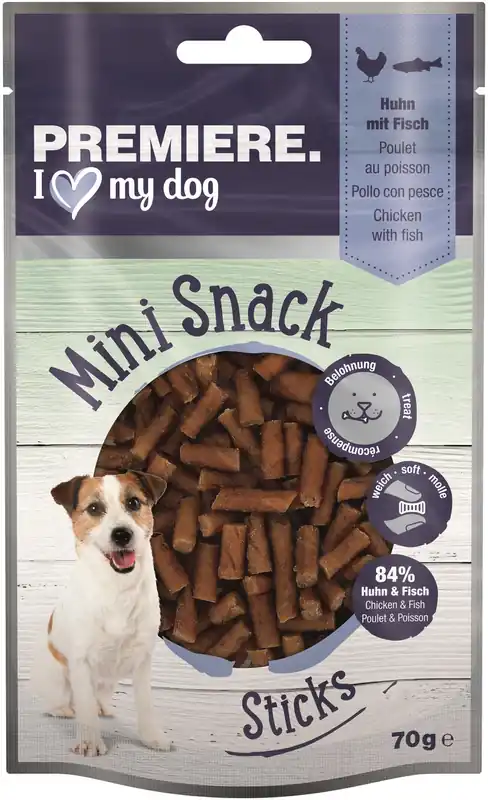 Begrenztes Angebot PREMIERE Mini Sticks Huhn und Fisch 70 g