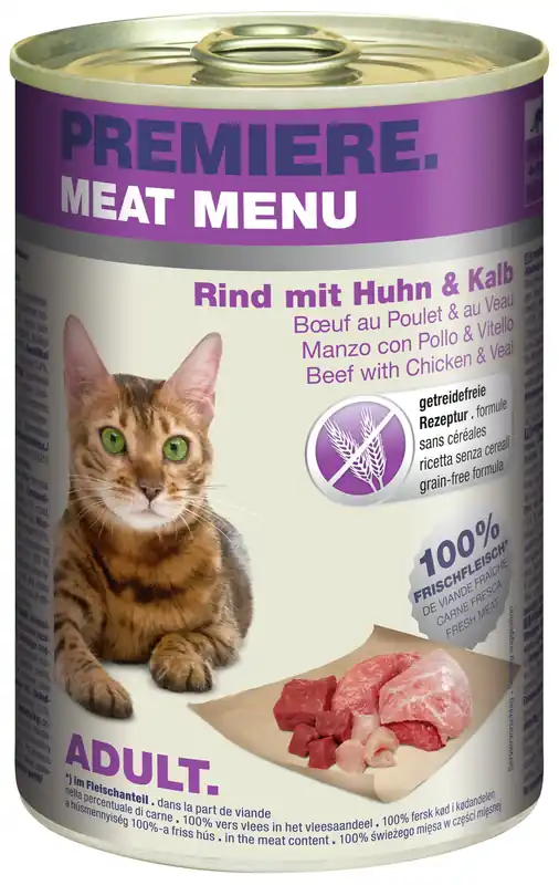 Markenprodukt PREMIERE Meat Menü Rind, Huhn und Kalb 400 g