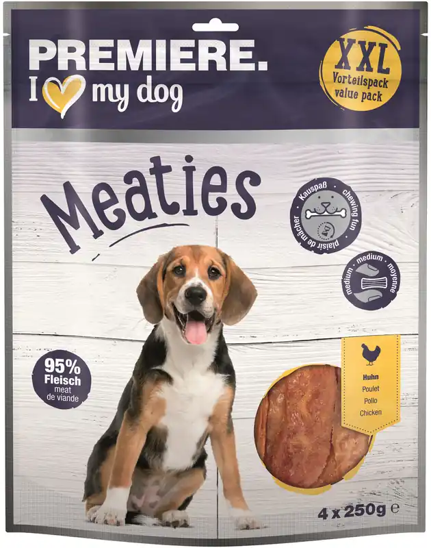 Neue Ware PREMIERE Meaties XXL Vorteilspack Huhn 4 x 250 g