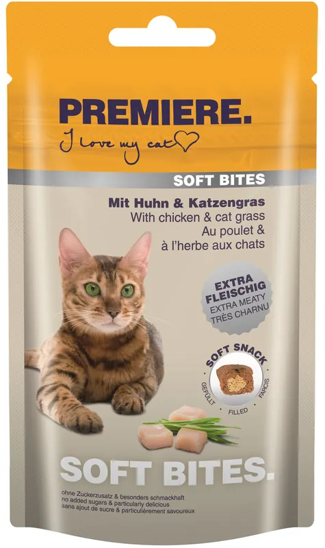 PREMIERE Soft Bites Huhn mit Katzengras 40 g Preisreduziert