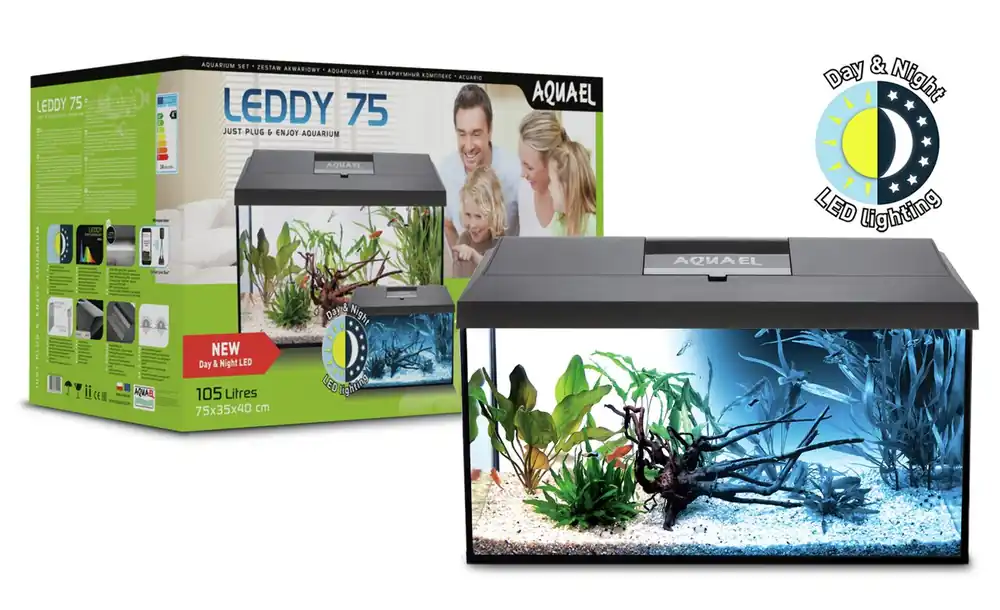 Aquael Aquarienset LEDDY Day & Night 75 cm schwarz Garantierte Lieferung