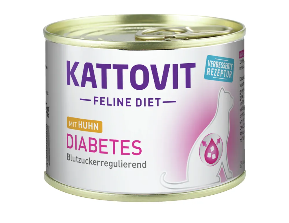Top-Preis Sparpaket 12 x 185 g Kattovit Feline Diet Diabetes mit Huhn Katzen Nassfutter