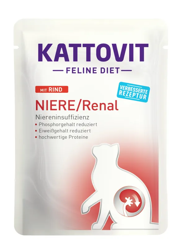 Sparpaket 24 x 85 g Kattovit Niere / Renal Rind Katzen Nassfutter Top-Seller