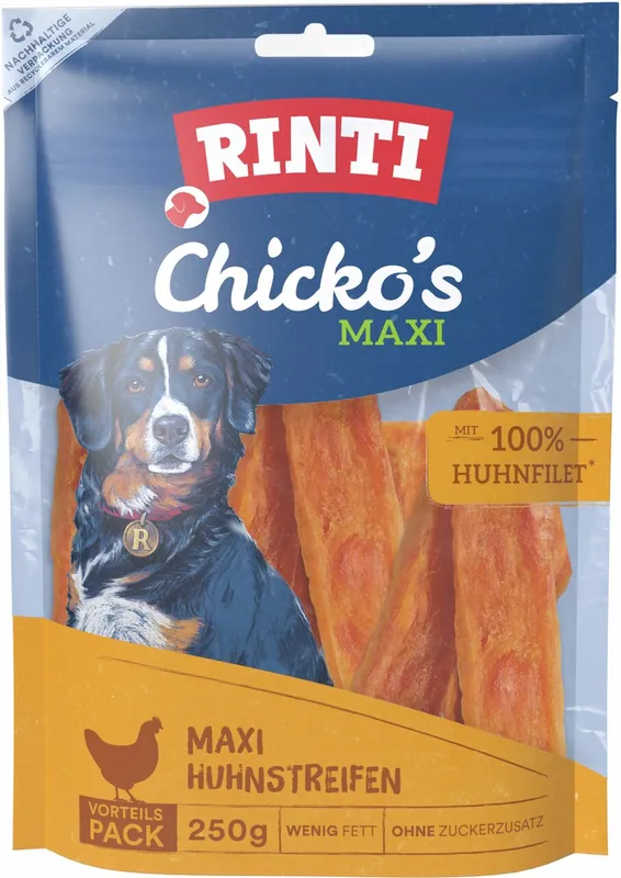 Echt Sparpaket 2 x 250 g Rinti Chicko Maxi Huhnstreifen Hunde Snack