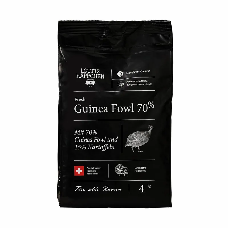 Billig Sparpaket 2 x 4 kg Lottis Häppchen Fresh Guinea Fowl Hunde Trockenfutter