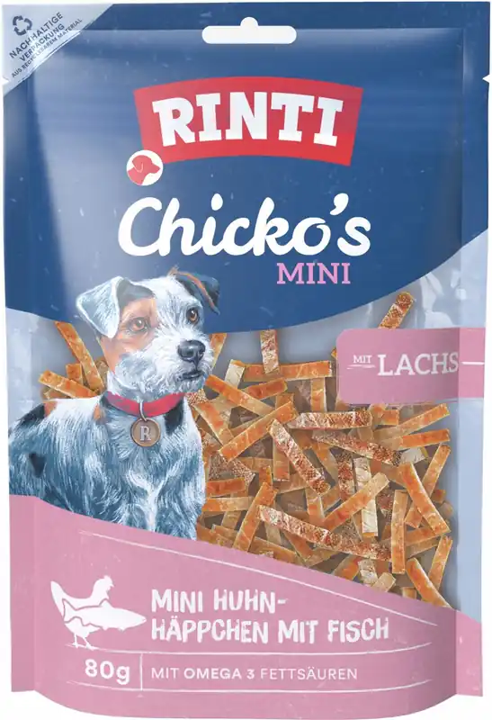 RINTI Chicko Mini Häppchen mit Lachs & Huhn 80 g Letzte Chance
