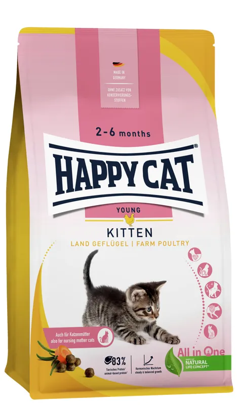 Schneller Versand HAPPY CAT Kitten Land-Geflügel 1,3 kg
