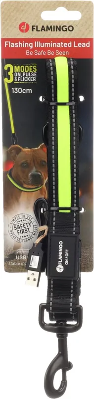 Meistverkauft Flamingo Hund Leine Flitzy schwarz / gelb 1,3m 25 mm