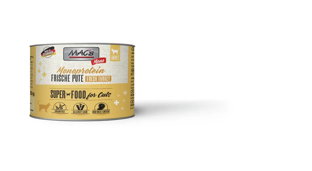 Sparpaket 6 x 200 g Mac's Monoprotein Sensitive Pute Adult Katzen Nassfutter Preisknaller