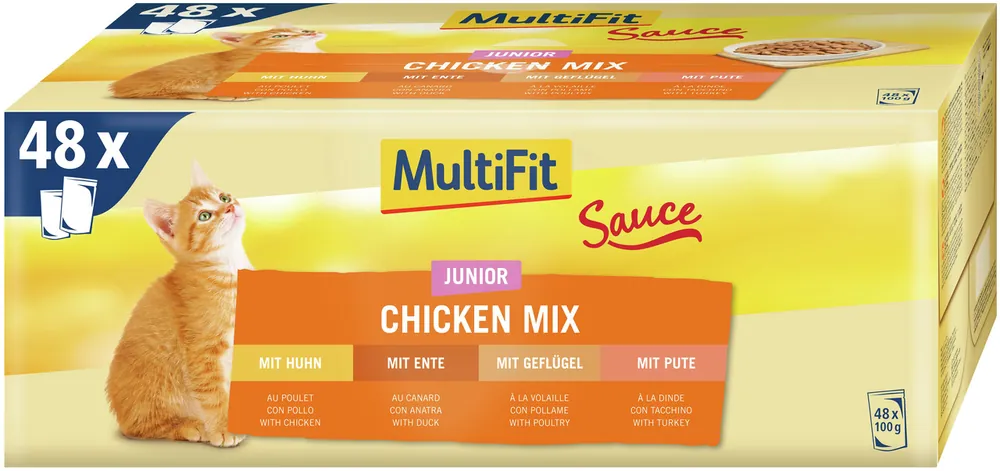 Expressversand Multifit Junior Sauce Chicken Mix 48x100 g