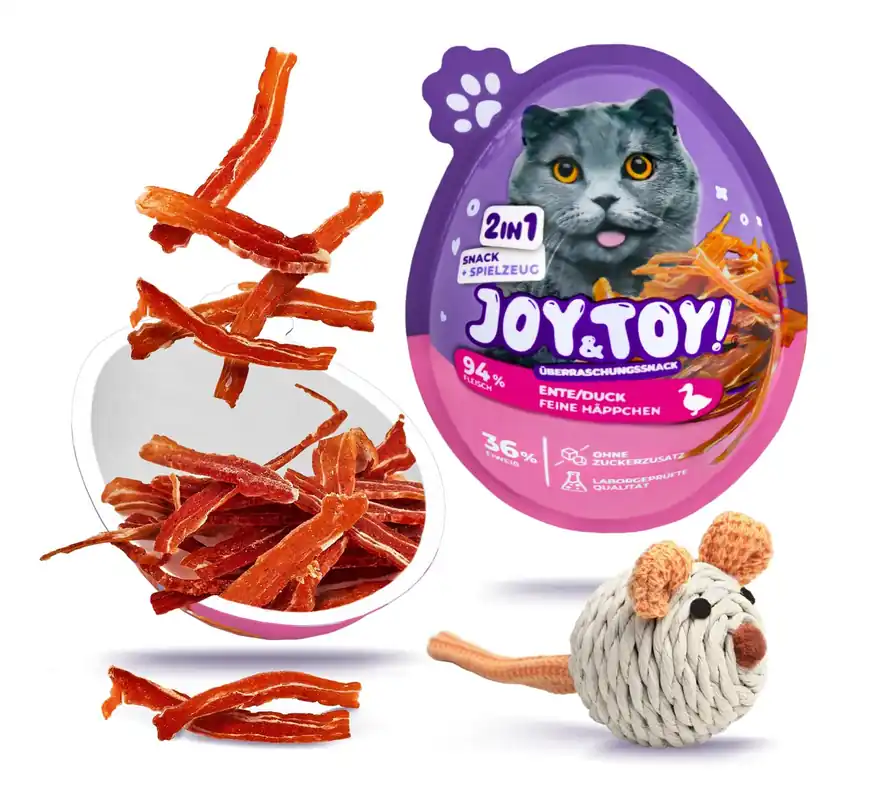 Heißes Angebot JOY&TOY! Feine Häppchen Ente + Spielzeug, Katze